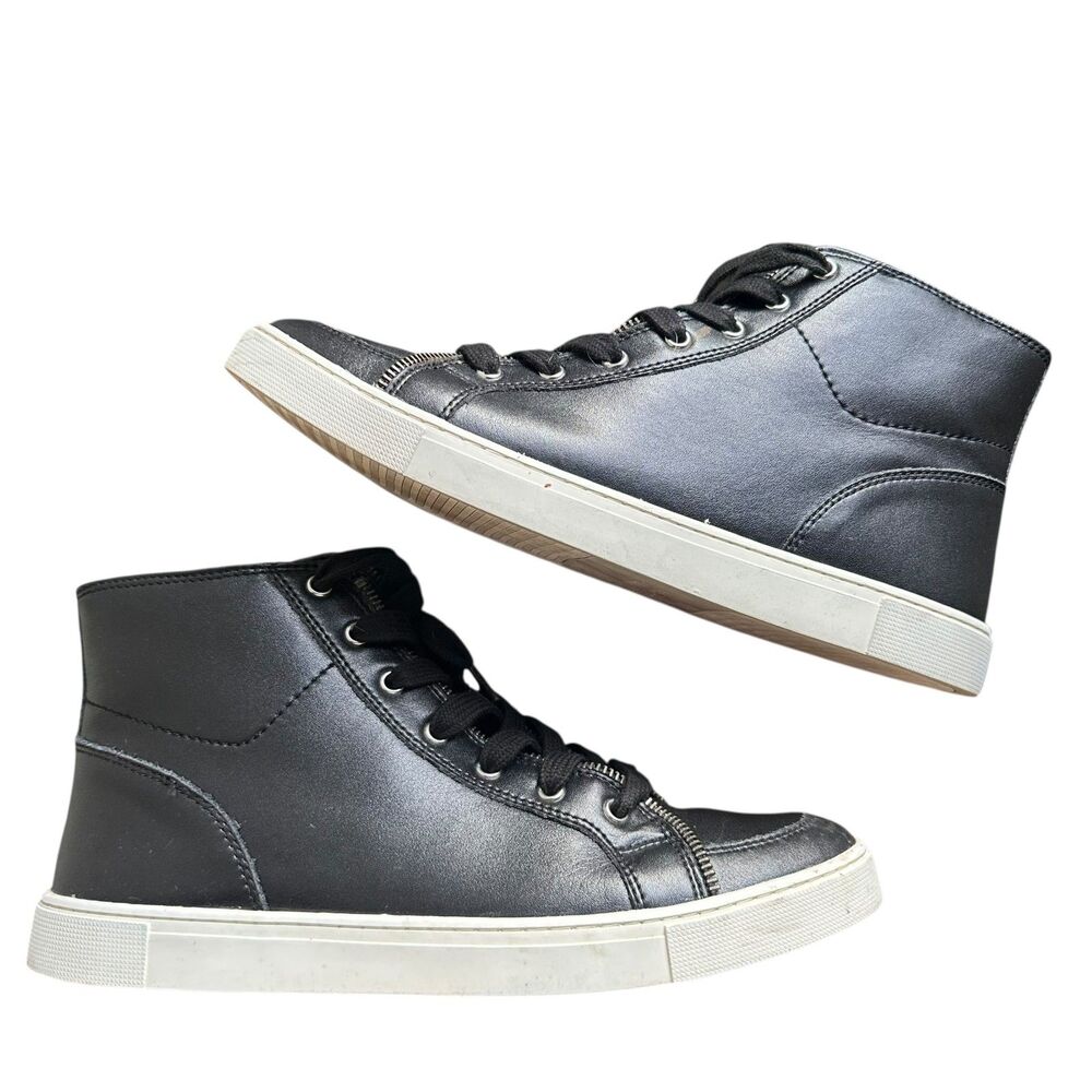 FRYE Sindy Moto Leather High Top Sneakers W Box Black Sz 11